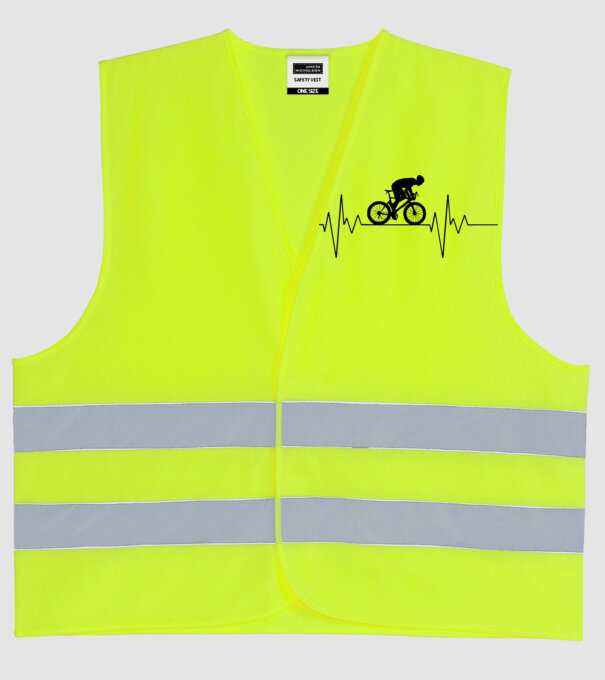 Biker Heartbeat model galben neon pe tricou