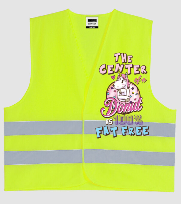 The center of a donut model galben neon pe tricou