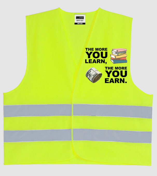 The more you learn the more you earn model galben neon pe tricou