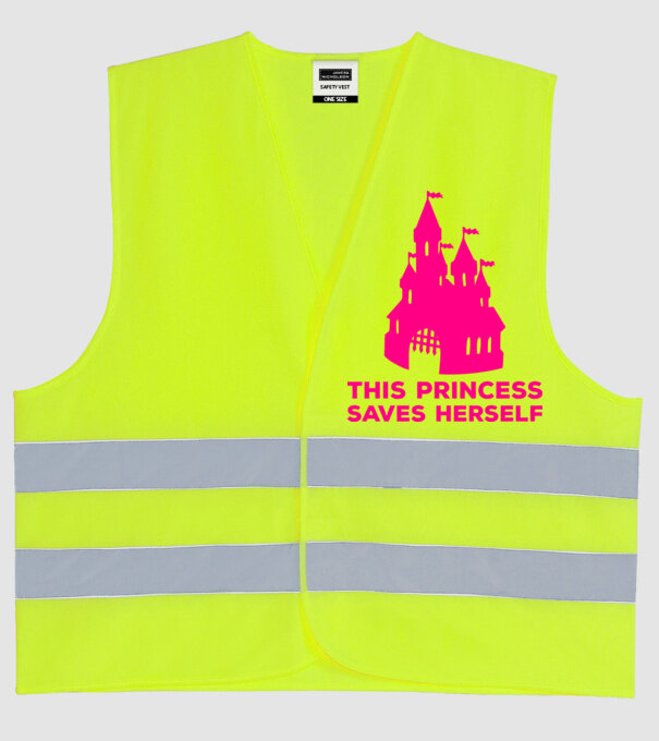 This princess saves herself model galben neon pe tricou