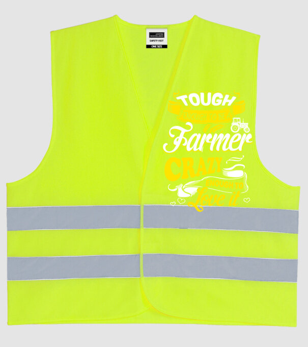 Tough enough to be a farmer Traktoros model galben neon pe tricou