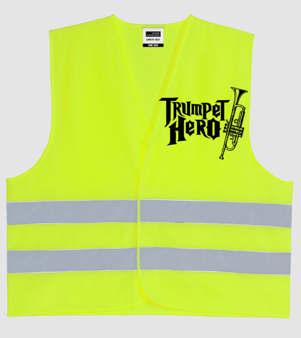 Trumpet Hero model galben neon pe tricou