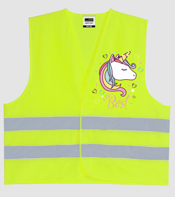 Unicorn Best model galben neon pe tricou