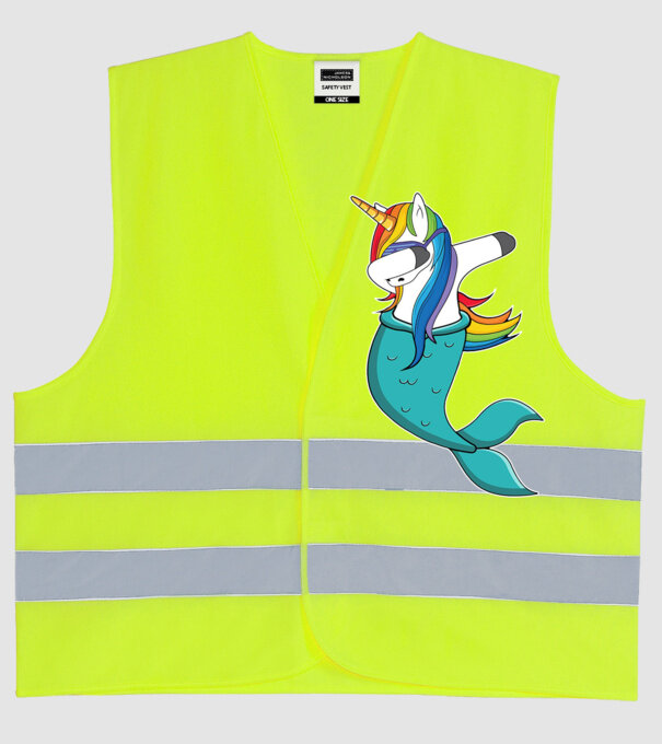 Unicorn Sirenă DAB model galben neon pe tricou
