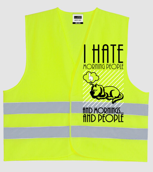 Urăsc dimineața model galben neon pe tricou