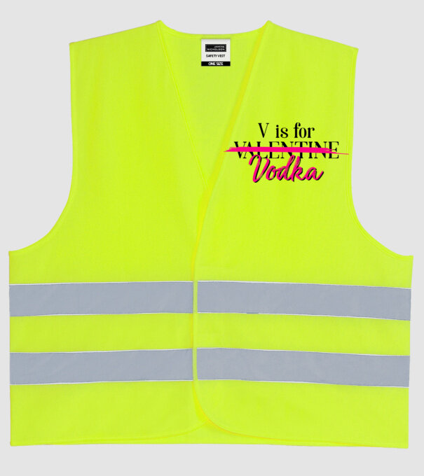 V for Vodka model galben neon pe tricou