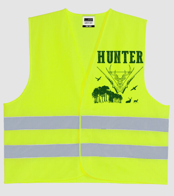Vânător model galben neon pe tricou