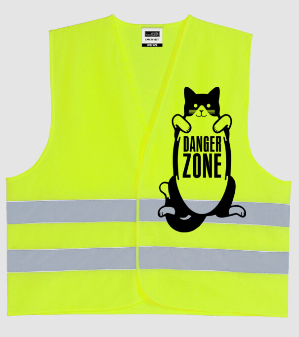 Zonă de pericol pisică model galben neon pe tricou