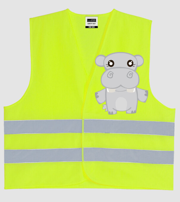 Hipopotam model galben neon pe tricou