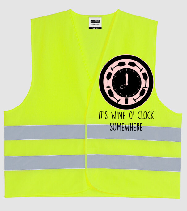 Wine o clock model galben neon pe tricou