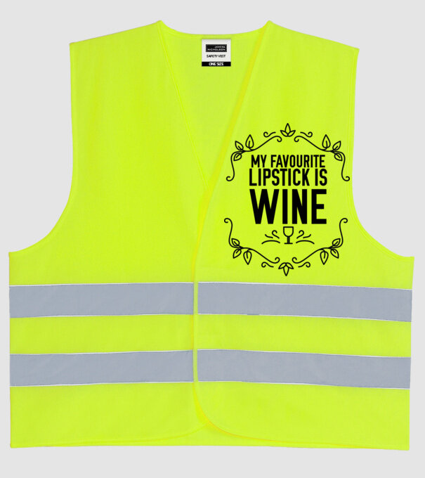 Wine tasting team Favourite lipsitck is wine model galben neon pe tricou
