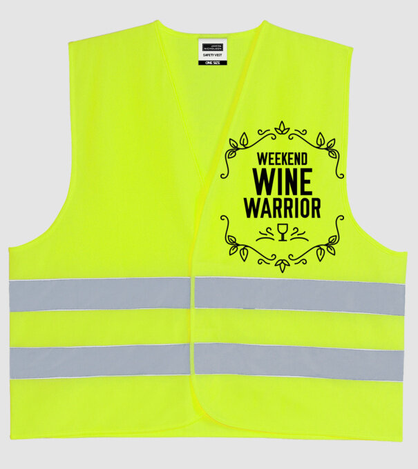 Wine tasting team Weekend Wine Warrior model galben neon pe tricou