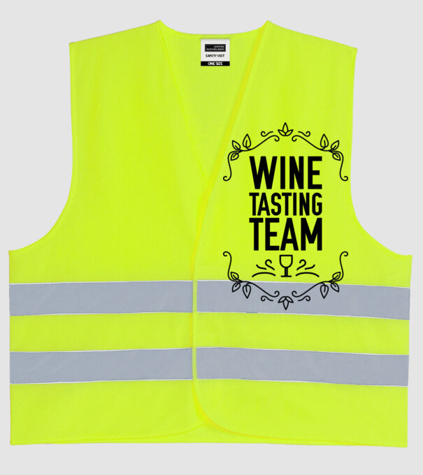 Wine tasting team Wine Tasting Team model galben neon pe tricou