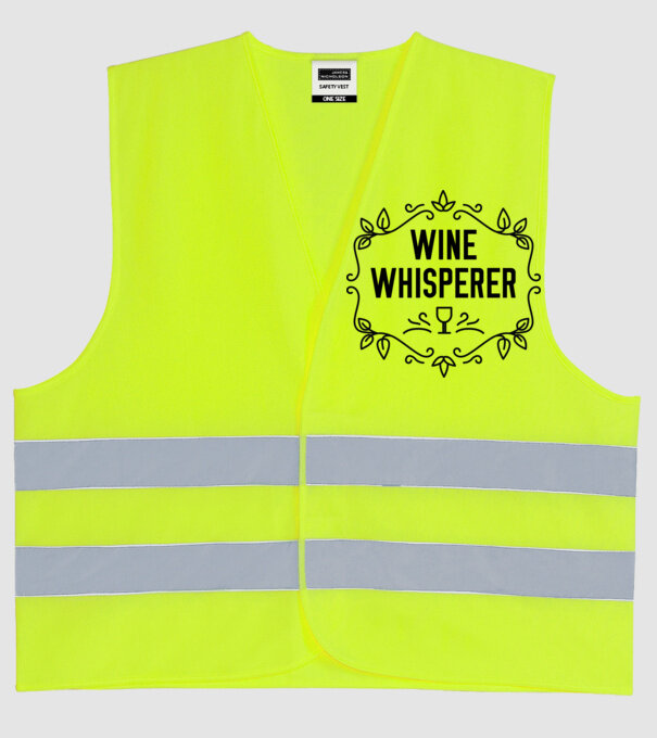 Wine tasting team Wine Whisperer model galben neon pe tricou