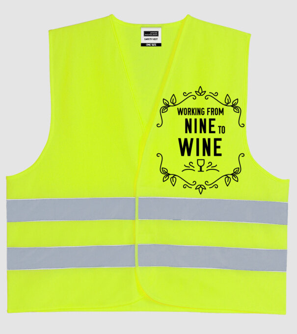 Wine tasting team Working from nine to wine model galben neon pe tricou