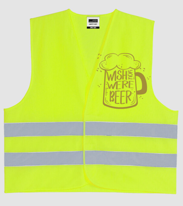 Wish u were beer model galben neon pe tricou