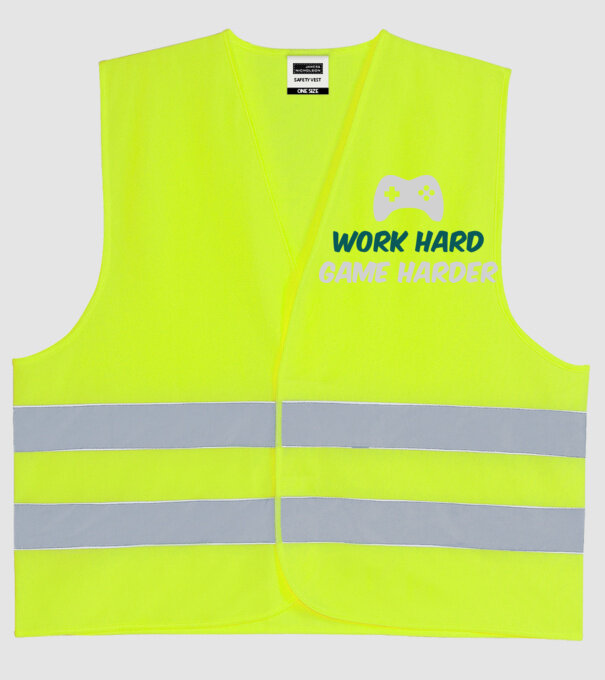 Work hard, game harder model galben neon pe tricou