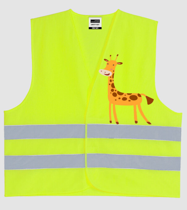 Girafă drăguță model galben neon pe tricou