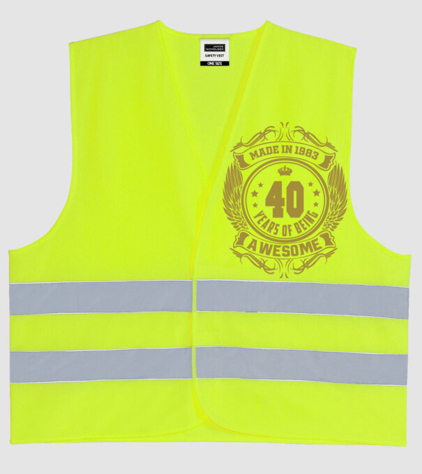 40 years of being awesome winged model galben neon pe tricou