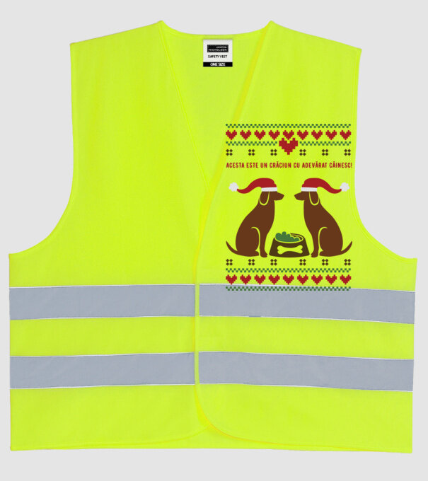 acesta este un Crăciun cu adevărat câinesc! model galben neon pe tricou