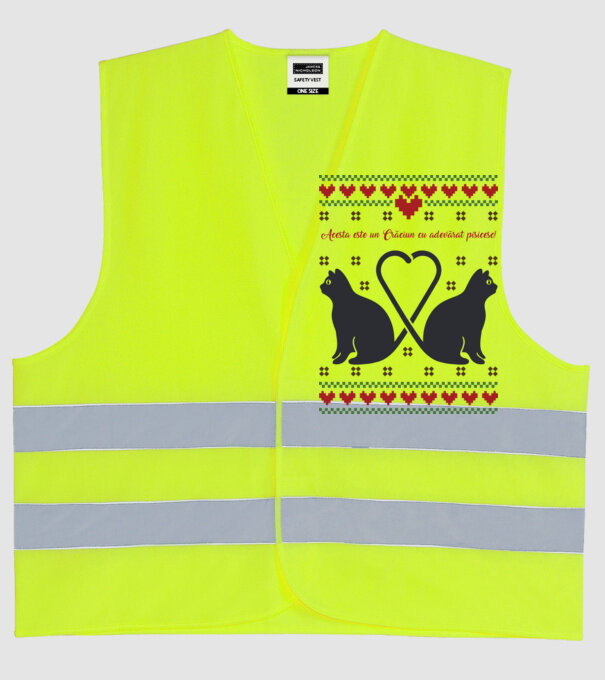 acesta este un Crăciun cu adevărat pisicesc model galben neon pe tricou