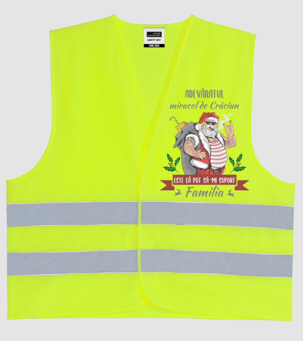 adevăratul miracol de Crăciun este că pot să-mi suport familia model galben neon pe tricou