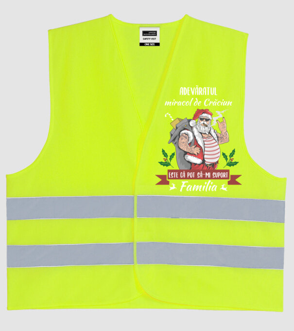 adevăratul miracol de Crăciun este că pot să-mi suport familia model galben neon pe tricou