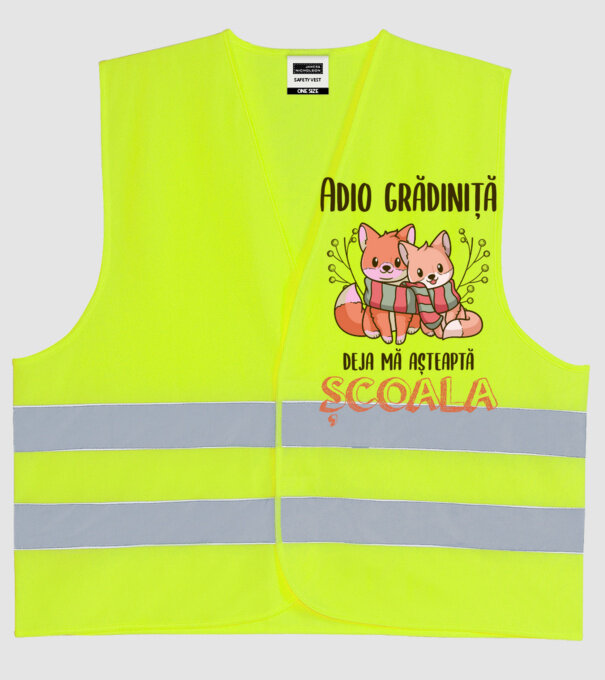 Adio grădiniță, deja mă așteaptă școala model galben neon pe tricou