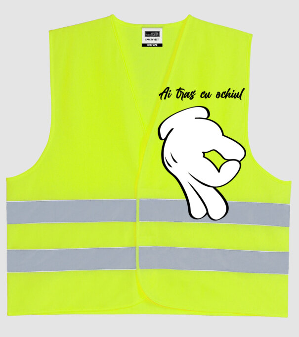 Ai tras cu ochiul model galben neon pe tricou