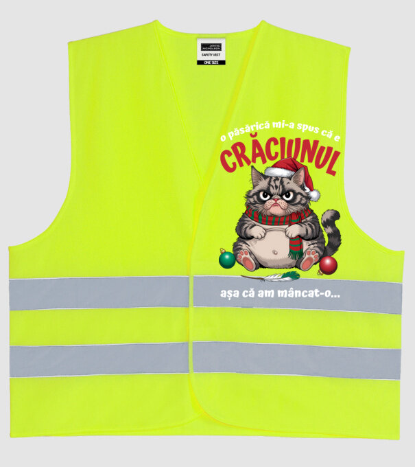 Am mâncat pasărea Crăciun pisică Negru model galben neon pe tricou