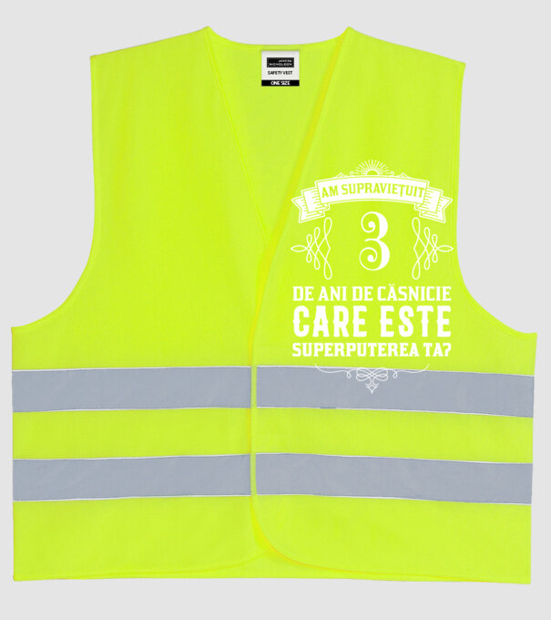 Am supraviețuit 3 ani de an de căsnicie - care este superputerea ta? model galben neon pe tricou