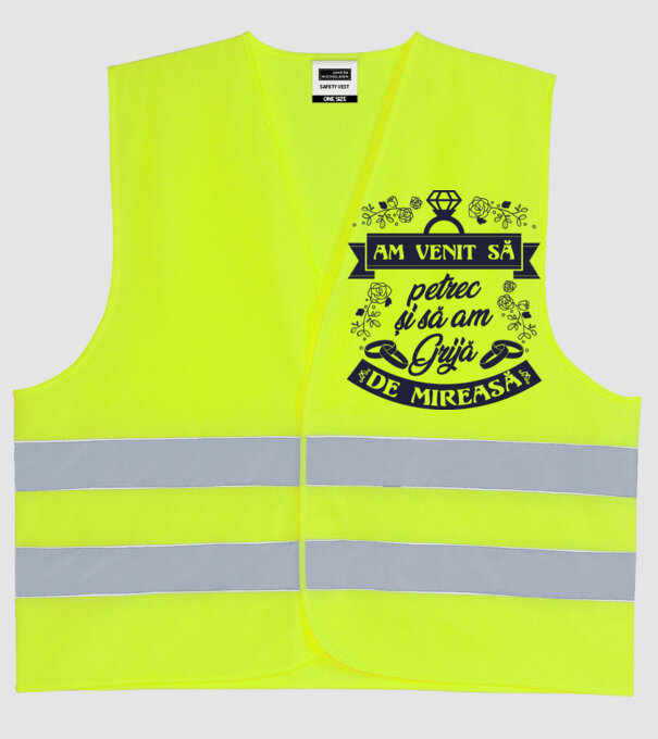 am venit să petrec și să am grijă de mireasă model galben neon pe tricou