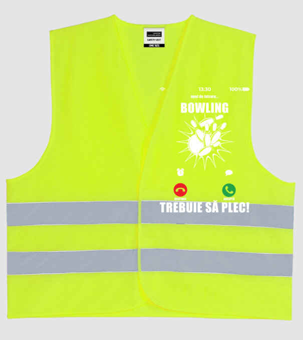 apel de intrare - bowling - respinge - acceptă - TREBUIE SĂ PLEC! model galben neon pe tricou