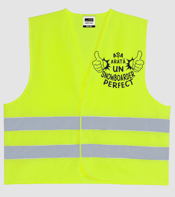 AȘA ARATĂ UN SNOWBOARDER PERFECT model galben neon pe tricou