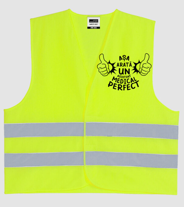 Așa arată un ASISTENT MEDICAL perfect model galben neon pe tricou