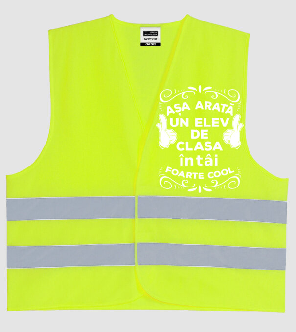 Așa arată un elev de clasa întâi foarte cool model galben neon pe tricou