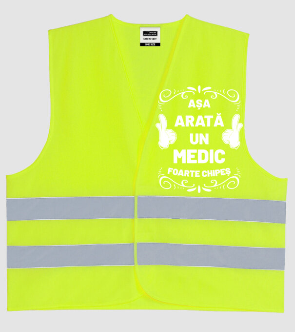 Așa arată un medic foarte chipeș model galben neon pe tricou
