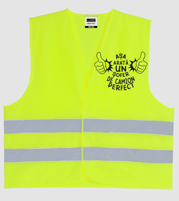 Așa arată un ȘOFER DE CAMION perfect model galben neon pe tricou