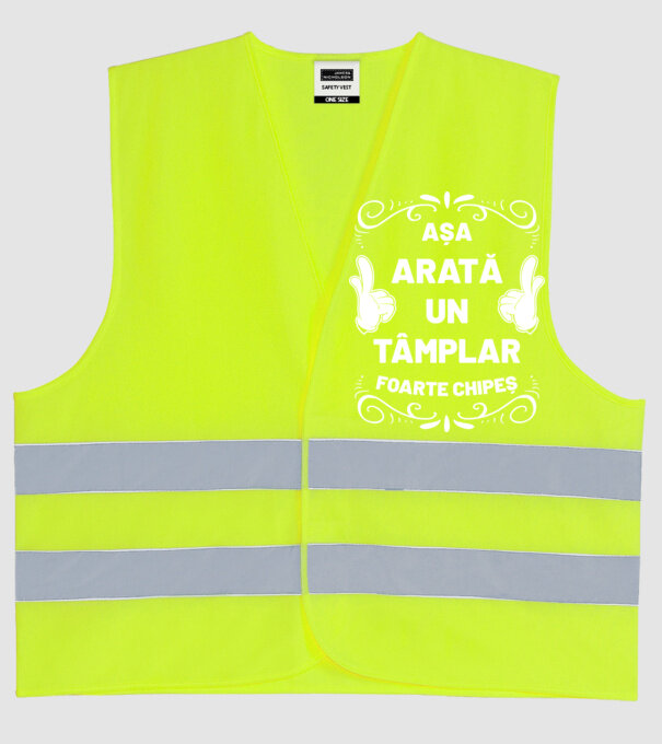 Așa arată un tâmplar foarte chipeș model galben neon pe tricou