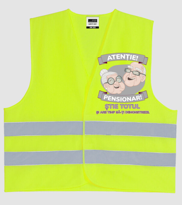 atenție! pensionar! știe totul și are timp să-ți demonstreze. model galben neon pe tricou