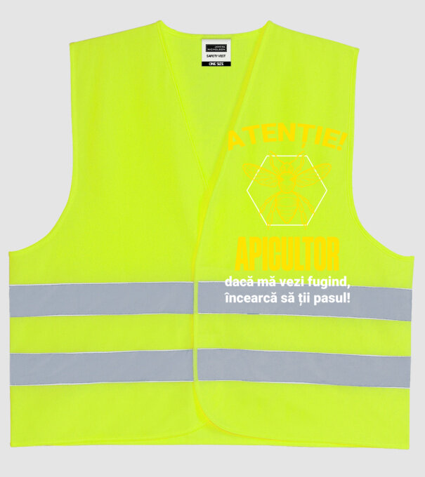 Atenție, apicultor! Dacă mă vezi fugind, încearcă să ții pasul! model galben neon pe tricou