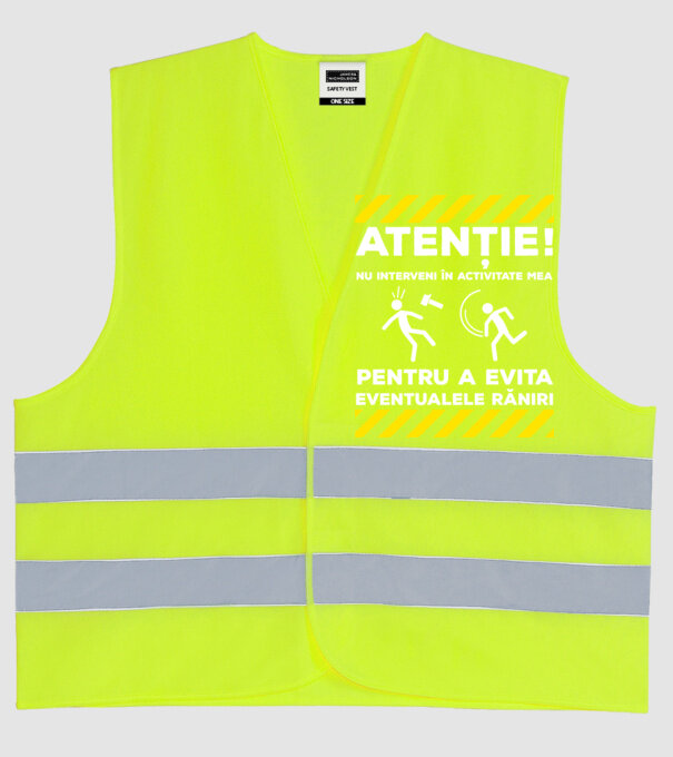 atenție! nu interveni în activitatea mea pentru a evita eventualele răniri model galben neon pe tricou