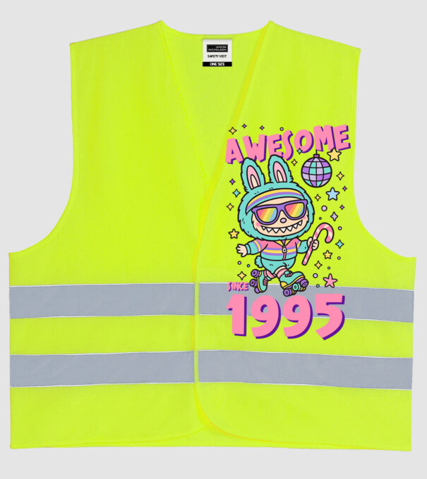 Awesome since 1995 - Labubu model galben neon pe tricou