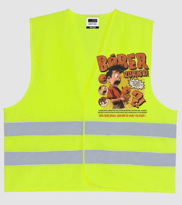 Bobr Kurwa comic model galben neon pe tricou