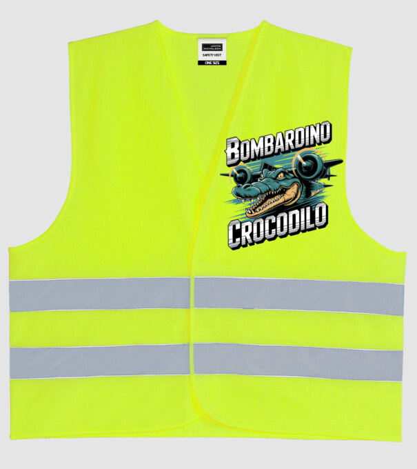 Bombardino Crocodilo 2 model galben neon pe tricou
