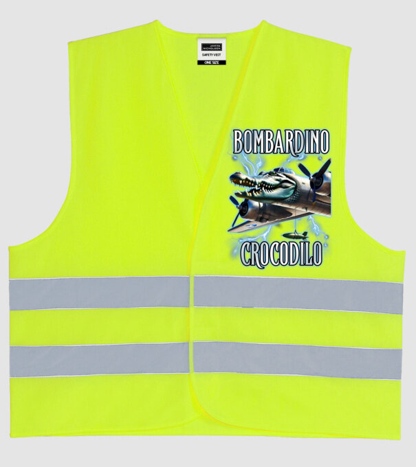 Bombardino Crocodilo model galben neon pe tricou