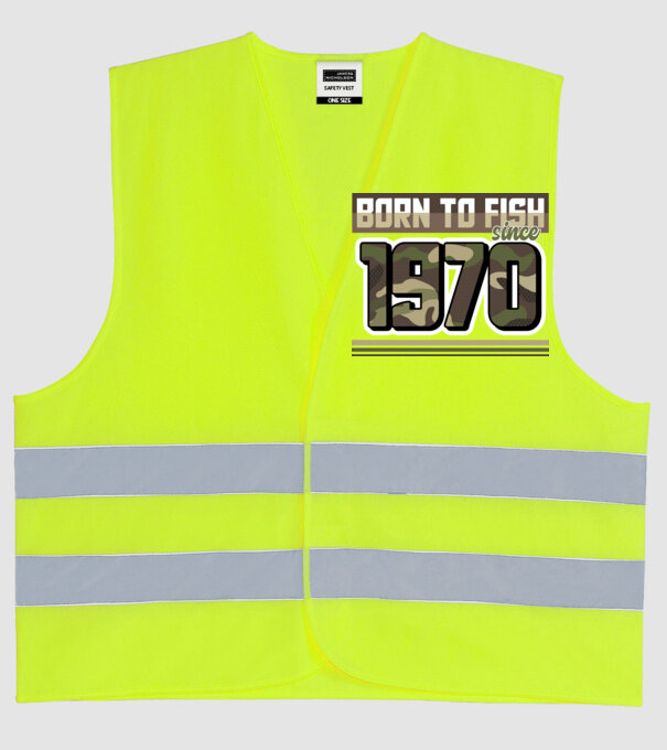 Born to fish since 1970 model galben neon pe tricou
