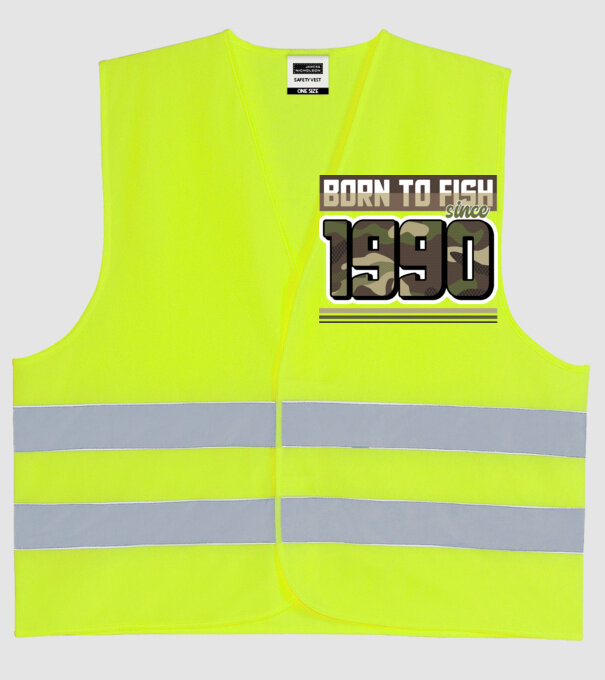 Born to fish since 1990 model galben neon pe tricou