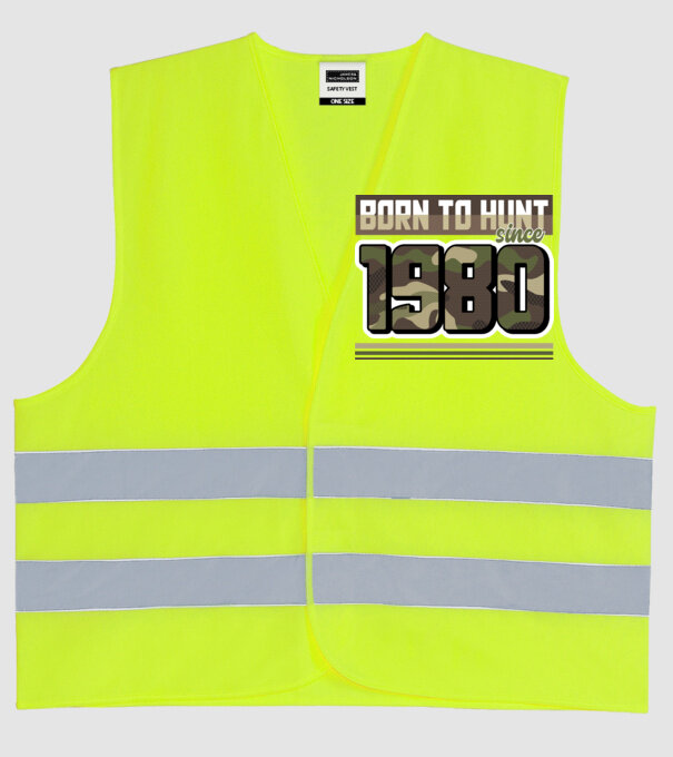 Born to hunt since 1980 model galben neon pe tricou