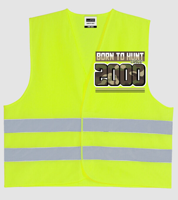 Born to hunt since 2000 model galben neon pe tricou